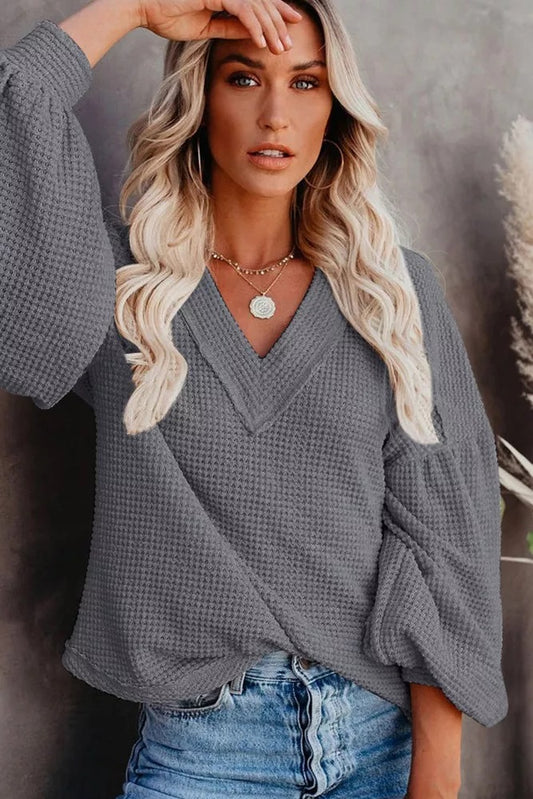 Waffle Weave Lantern Top (5 Colors)