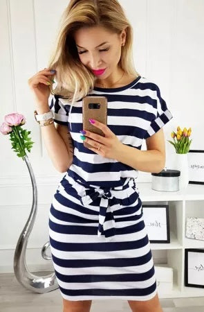 Navy Stripped Casual Dress