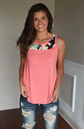 Flower Back Tank- POP Stock!