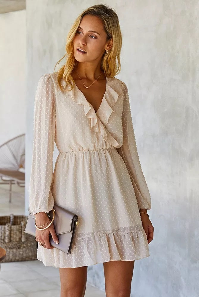 Dots Forever Long Sleeve Wrap Dress