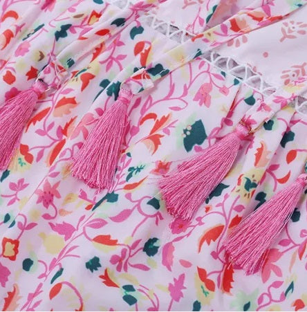 Pink Boho Ruffle Top (Up to 3XL!)