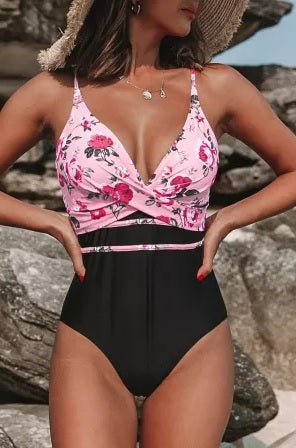 POP! Stock- Criss Cross Floral Swimsuit