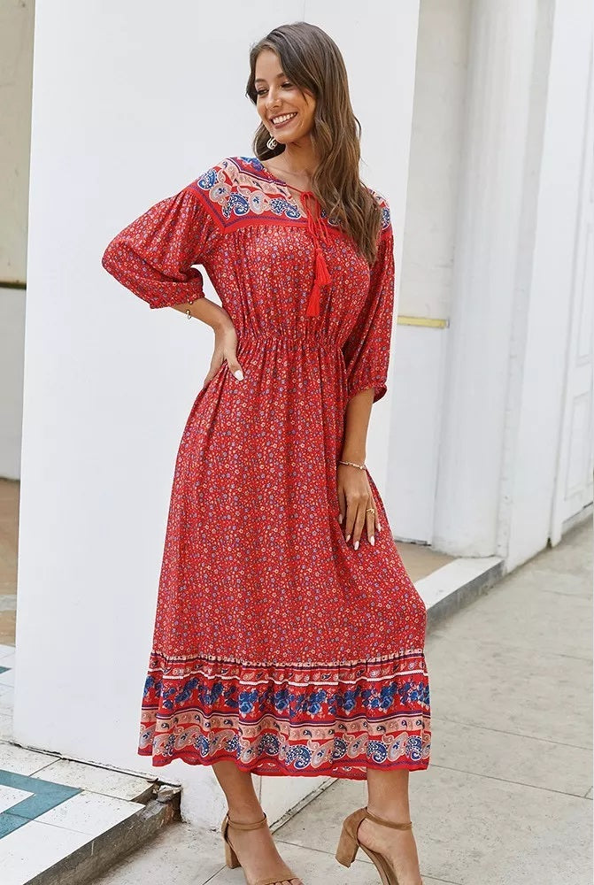 Boho Print Dress Pre-Sale (3 Colors)