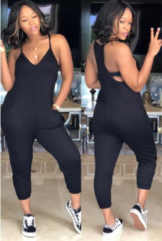 Pocketed Racer Back Jumpsuit (3 colors, up to size 3XL!)