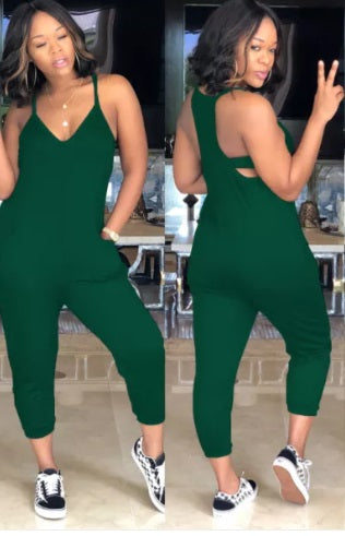 Pocketed Racer Back Jumpsuit (3 colors, up to size 3XL!)