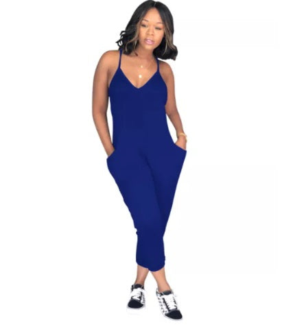 Pocketed Racer Back Jumpsuit (3 colors, up to size 3XL!)