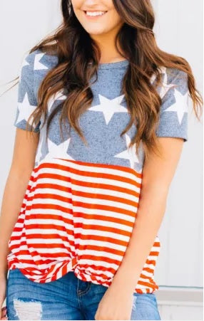 POP! Stock - Americana Knotted Tee (Two Styles) Plus sizes available!