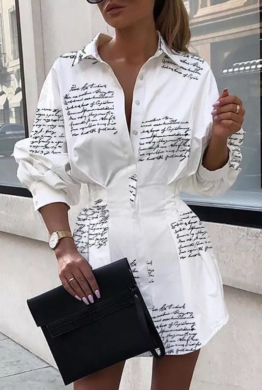 Button Down Script Dress Pre-Sale (3 colors)