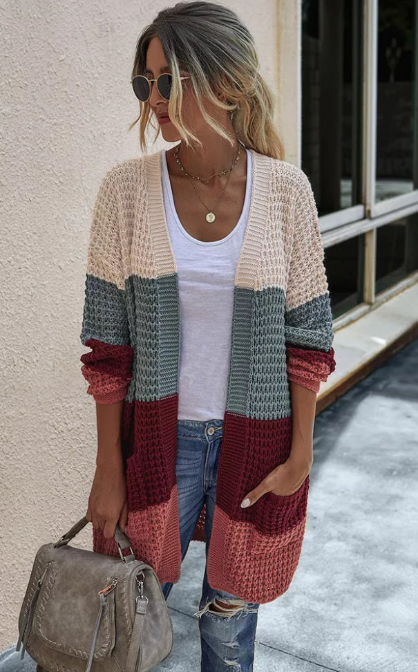 Wine Knit Fall Stripe Cardi