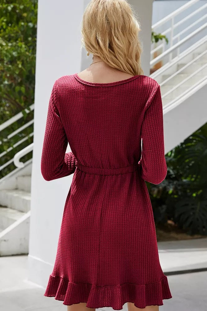 Waffle Weave Drawstring Dress (3 colors)