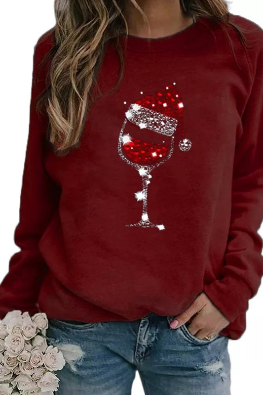 Santa Hat Wine Sweatshirt